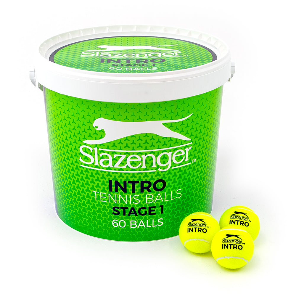 Slazenger Intro Tennis Green Bucket (60 Balls)