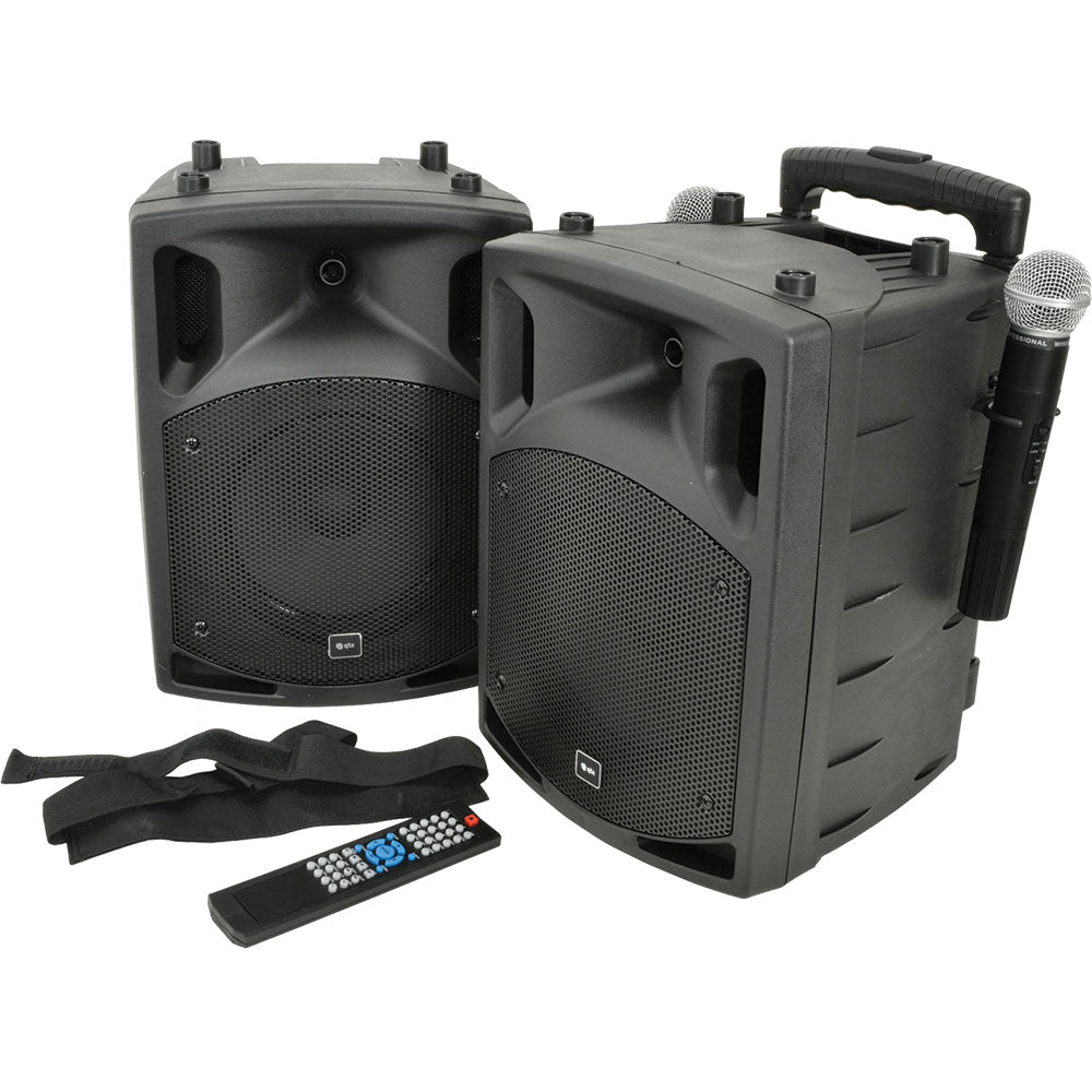 QTX PAV8 Portable PA with Bluetooth, CD/DVD Player, 2 x Handheld Mics & Headset Mic