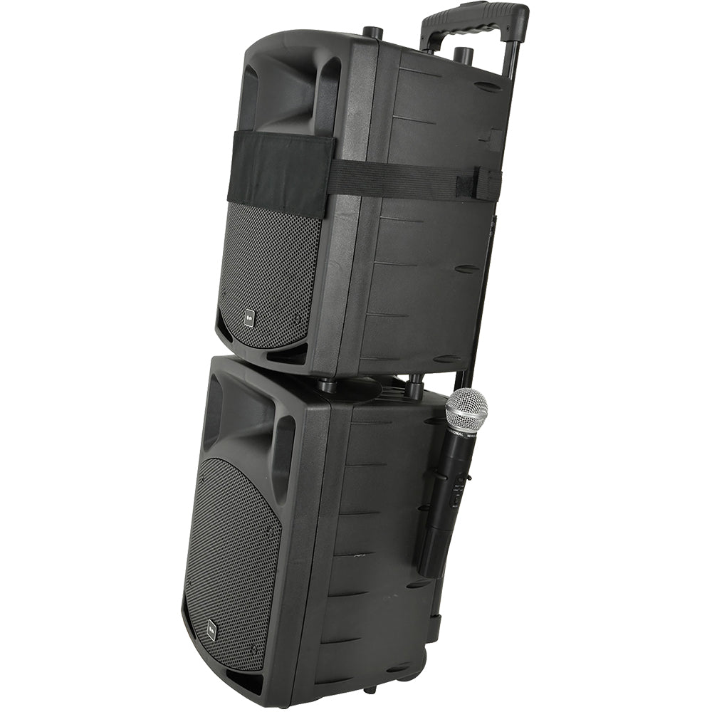 QTX PAV8 Portable PA with Bluetooth, CD/DVD Player, 2 x Handheld Mics & Headset Mic