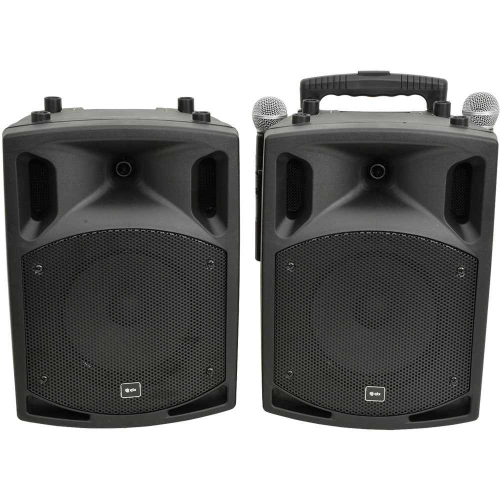 QTX PAV8 Portable PA with Bluetooth, CD/DVD Player, 2 x Handheld Mics & Headset Mic