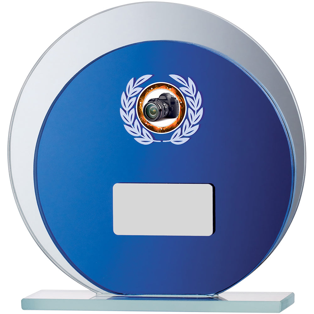 Blue Mirror Round Glass Award
