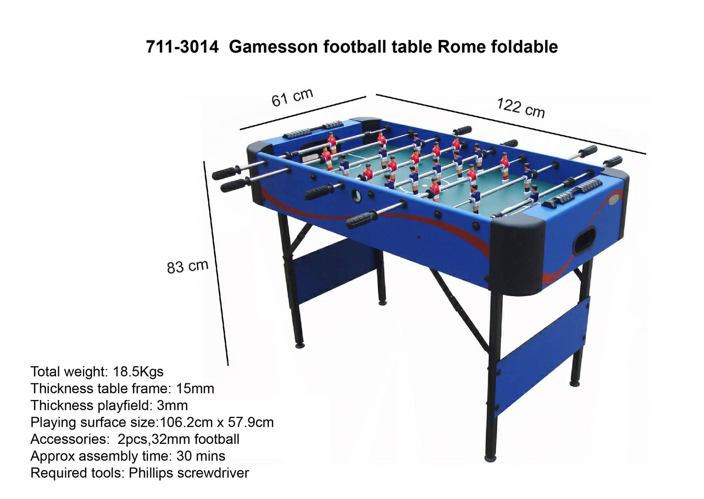 Gamesson 4ft Roma Folding Football Table