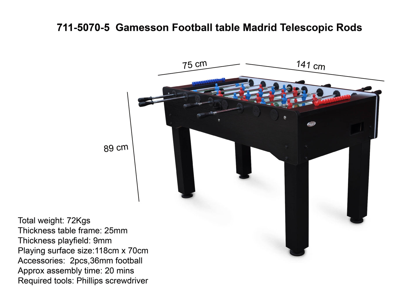 Gamesson 4ft 6 Madrid Football Table