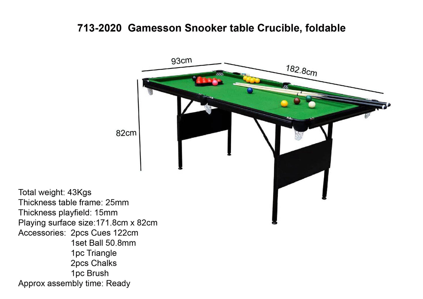 Gamesson 6ft Crucible Snooker Folding Table