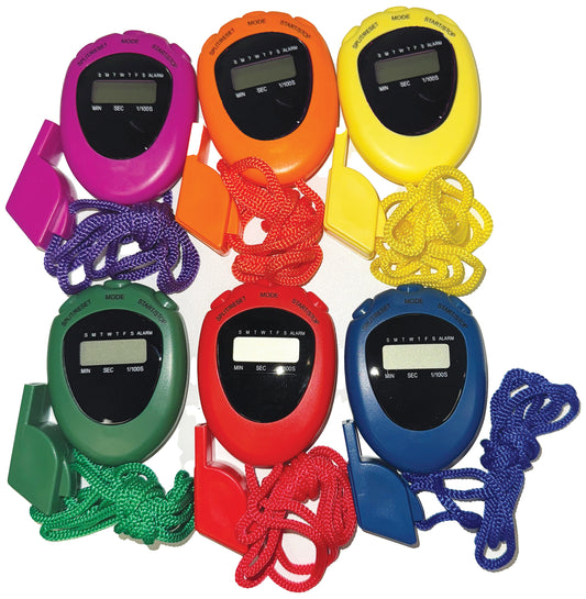 Coloured Stopwatch & Whistle Pack