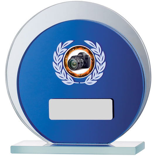 Blue Mirror Round Glass Award