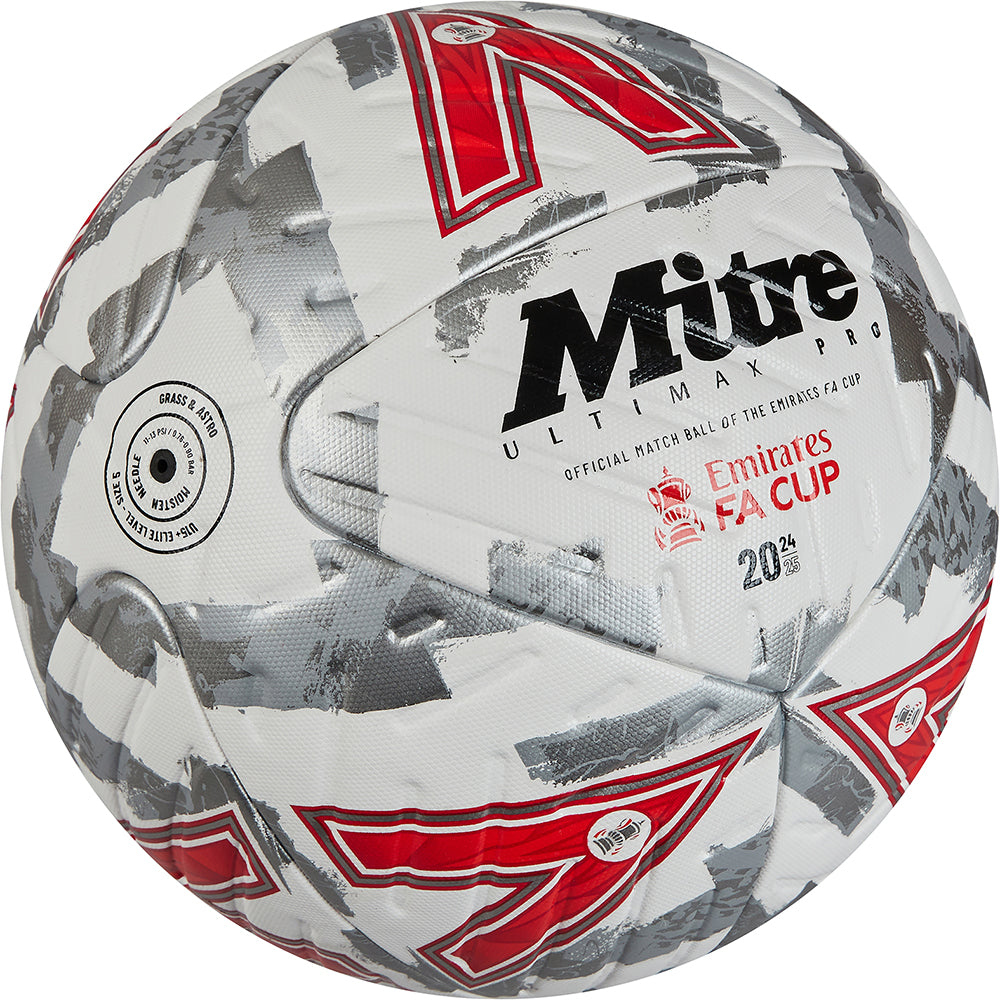 Mitre FA Cup Train Football White/Silver/Red