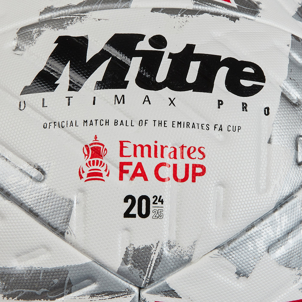 Mitre FA Cup Train Football White/Silver/Red