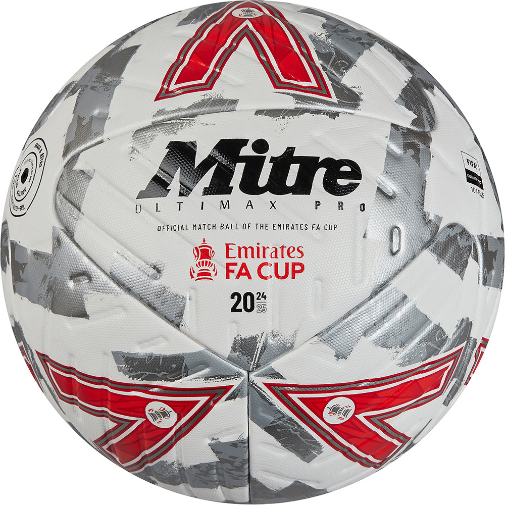 Mitre FA Cup Train Football White/Silver/Red