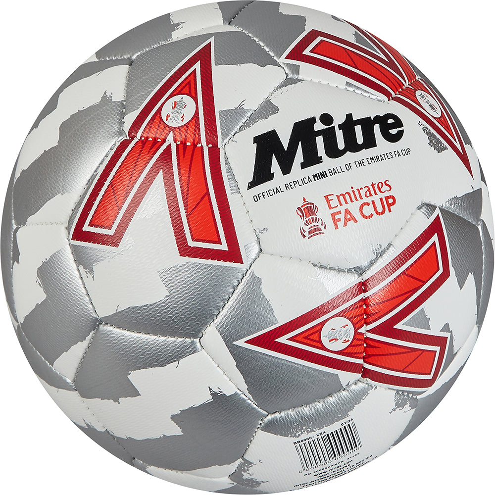 Mitre FA Cup Play Football White/Silver/Red