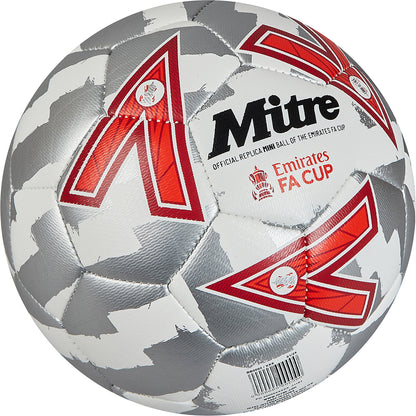 Mitre FA Cup Play Football White/Silver/Red