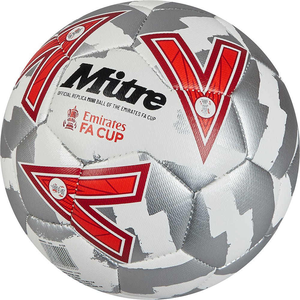 Mitre FA Cup Play Football White/Silver/Red