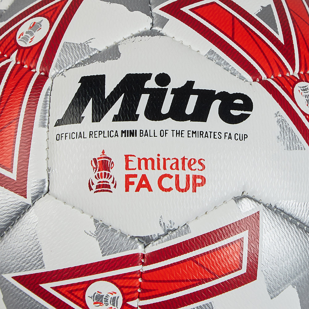 Mitre FA Cup Play Football White/Silver/Red