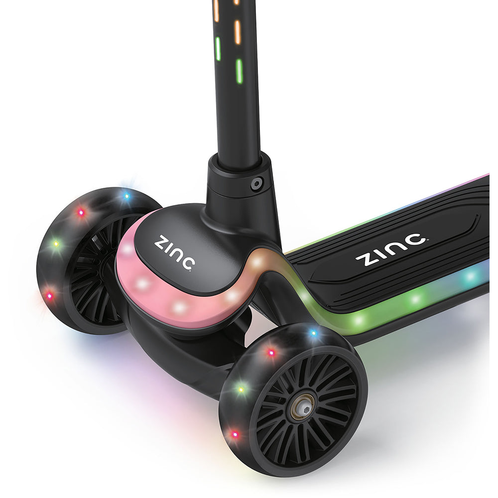 Zinc Three Wheeled Folding LED Scooter
