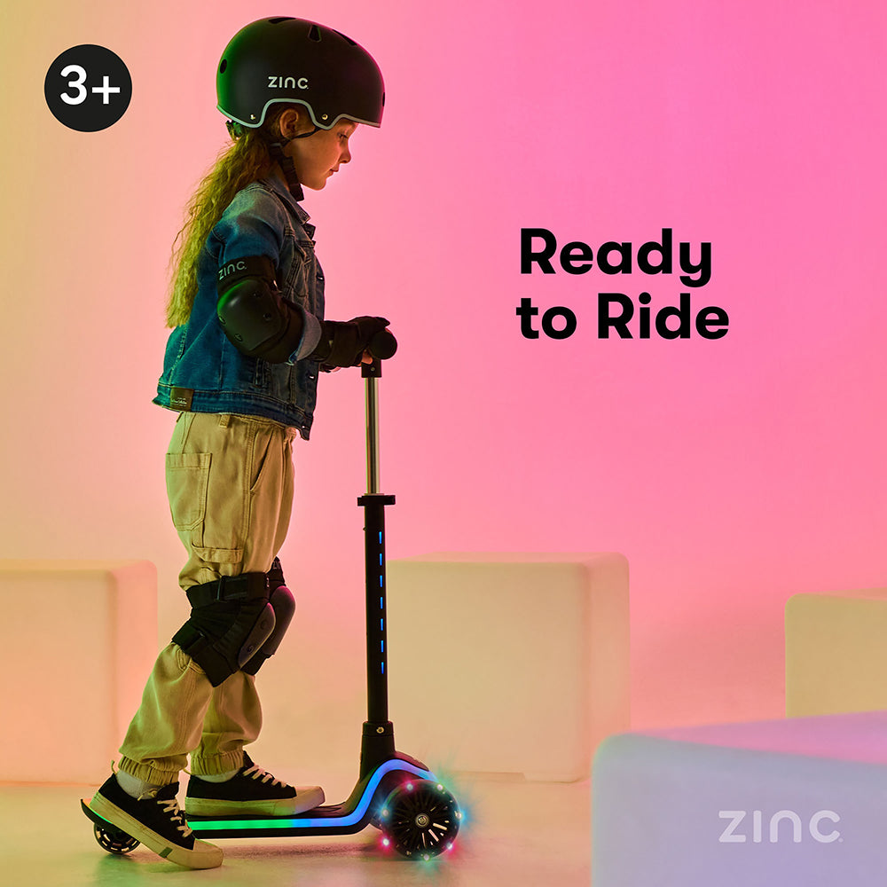 Zinc Three Wheeled Folding LED Scooter