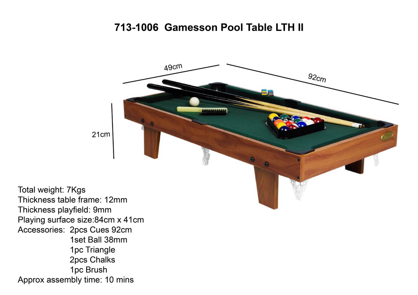 Gamesson 3ft Pool Table Top Game