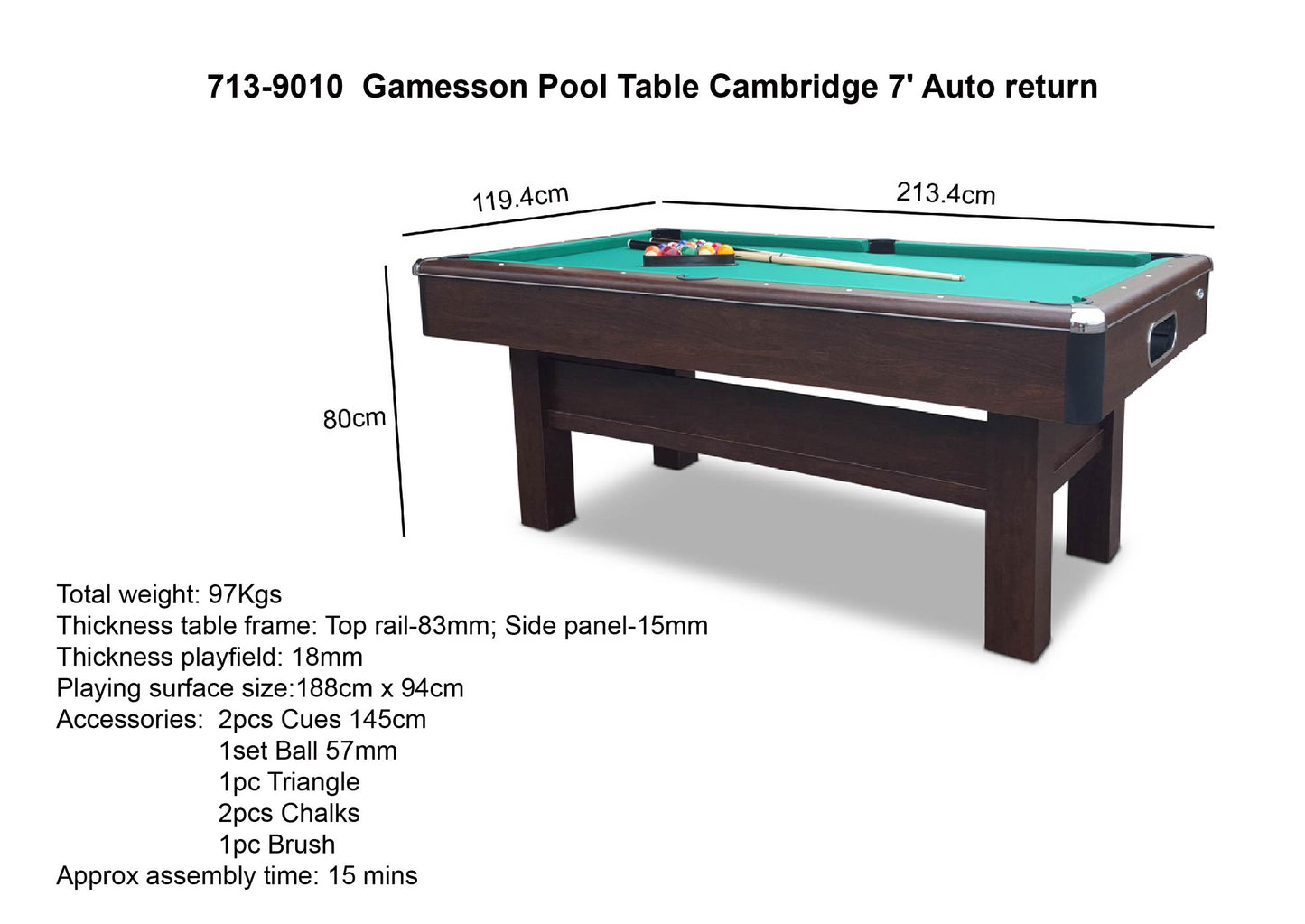 Gamesson 7ft Cambridge Pool Table