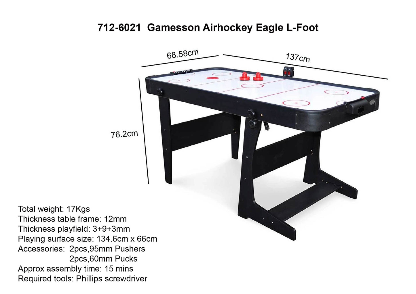 Gamesson 4' 6" Eagle L Foot Air Hockey Table