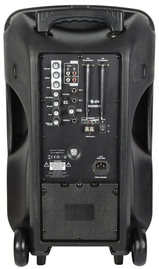 Busker-12 Portable PA Speaker with x2 Handheld VHF Mics & Headset